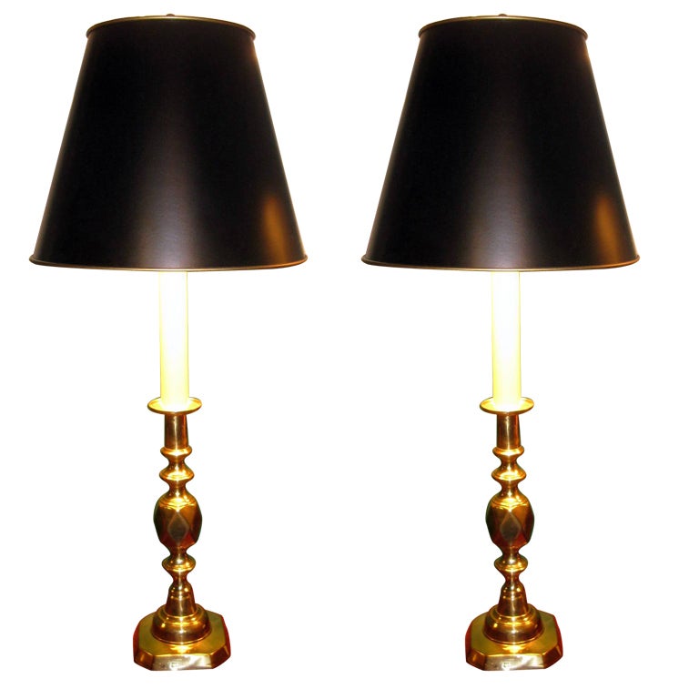 Pair Of Solid Brass Lamps at 1stDibs