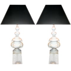 Pair Of Antique French Zinc Finials Made Into Lamps