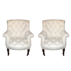 Pair Of Tufted Victorian Chairs