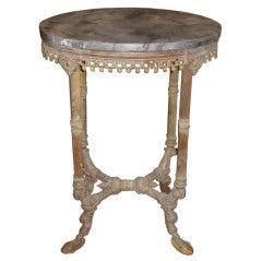 Bronze End Table With Faux Marble Top