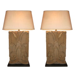 Pair Of Architectural Fragments Made Into Lamps