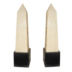 Pair Of Tall Bone Obelisks With Lucite Bases