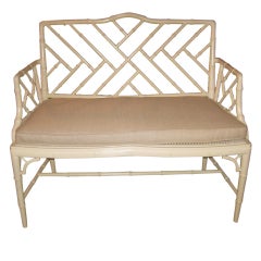 Vintage Faux Bamboo Settee With A Belgian Linen Cushion