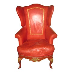 Antique Red Leather Chair