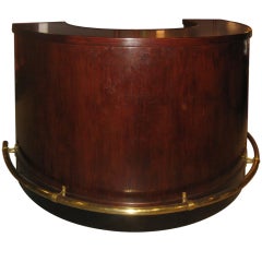 Fabulous Curved Mahogany And Brass Bar