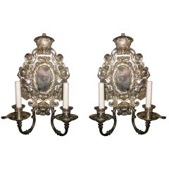 Pair Of Silverplate E.F. Caldwell Sconces 12