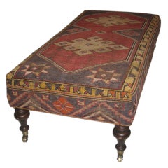 Long Ottoman Upholstered in Oushack Rug