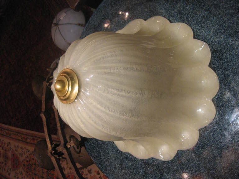 Italian Pair Of Murano Glass Lanterns With Interior Lights For Sale