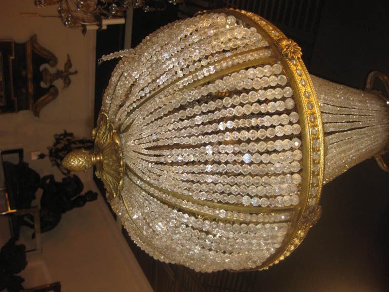 19th Century Crystal And Bronze Chandelier For Sale