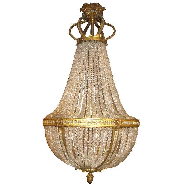 Crystal And Bronze Chandelier For Sale