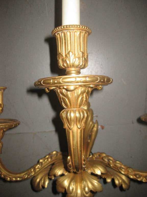 Ormolu Pair Of E.F. Caldwell Antique Gilt Bronze Sconces For Sale