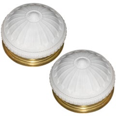 Pair Of Neoclassic Style Opaline Glass Light Fixtures