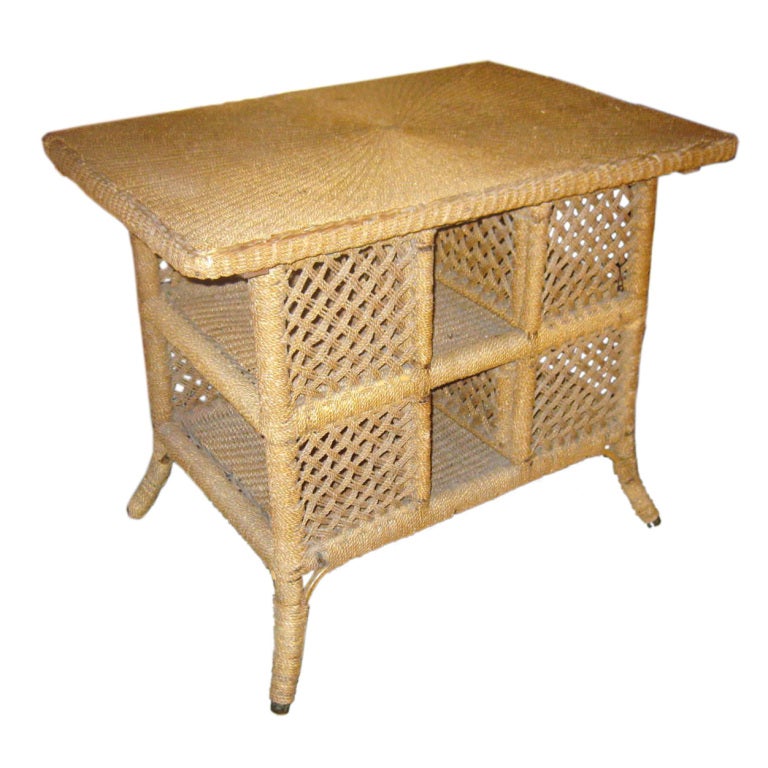 Antique Newport Rope Wicker Library Table at 1stDibs