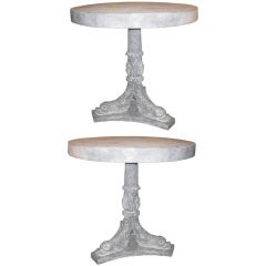 Pair Of Faux Zinc Dolphin Tables