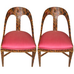Pair Of Painted And Lacquered Spoonback Chairs