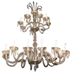 1930's French 22 Light Cut Crystal Chandelier