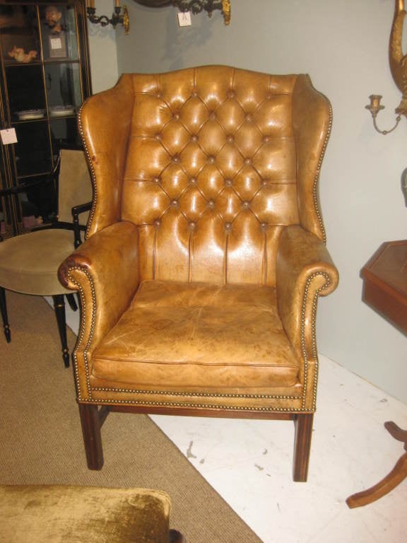 Antique leather chair with great patina.
