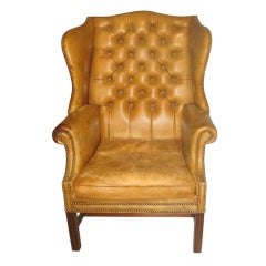 Antique Tufted Leather Wing Chair