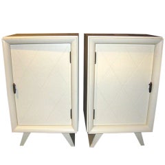 Pair Of Mid Century Nightstands Lacquered White