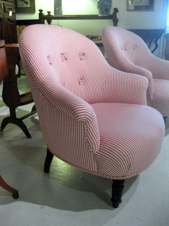 French Pair of 19th C. Tub Chairs For Sale