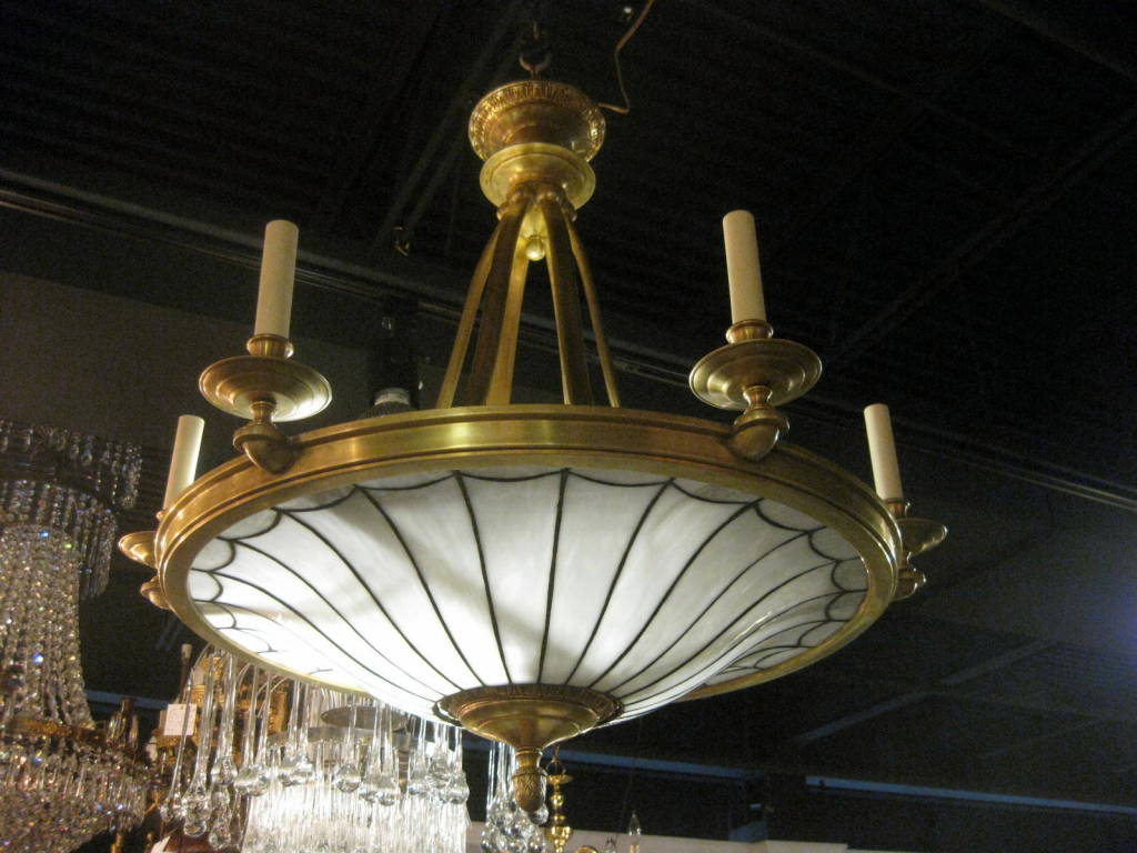 20th Century A Large Caldwell Leaded Glass Chandelier For Sale