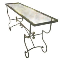 Iron And Brass Console Table With Glass Top Vintage Iron And Brass Console Table With Glass Top