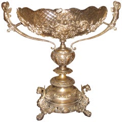 Antique Cut Crystal And Bronze Centerpiece