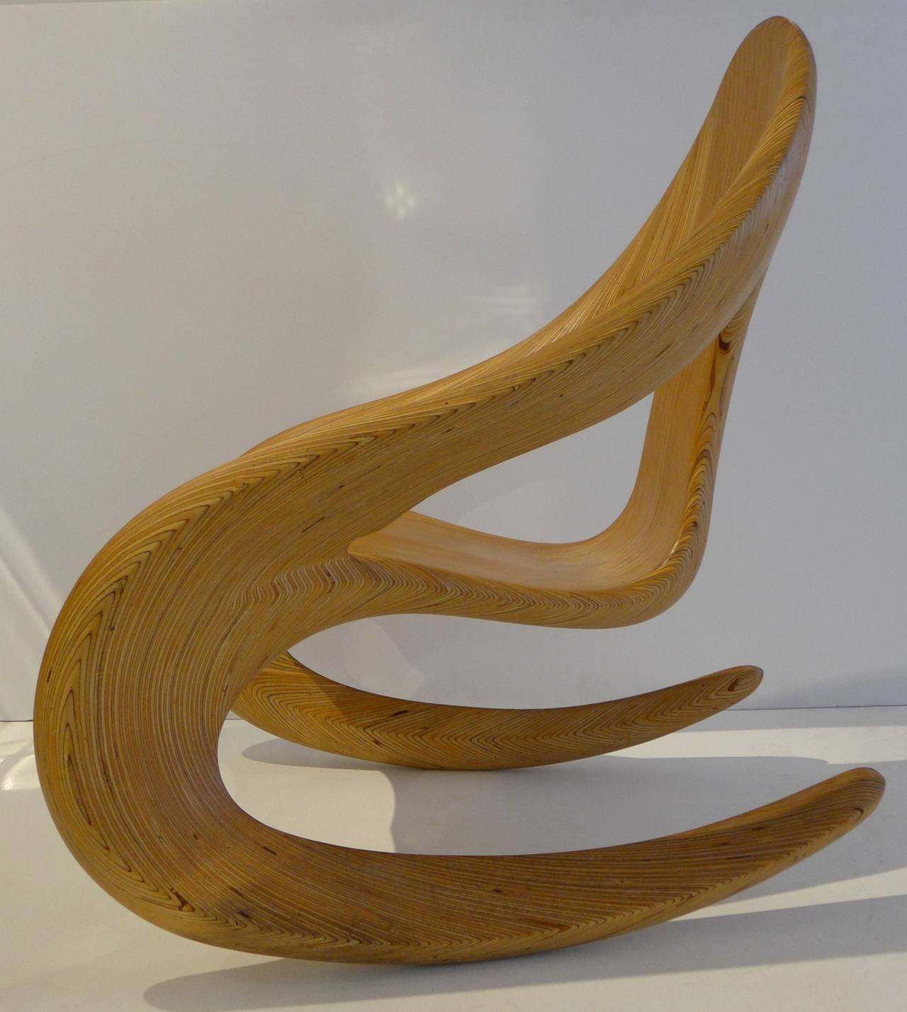 Organic Modern Sculptural Craft Rocking Chair by Carl Gromoll