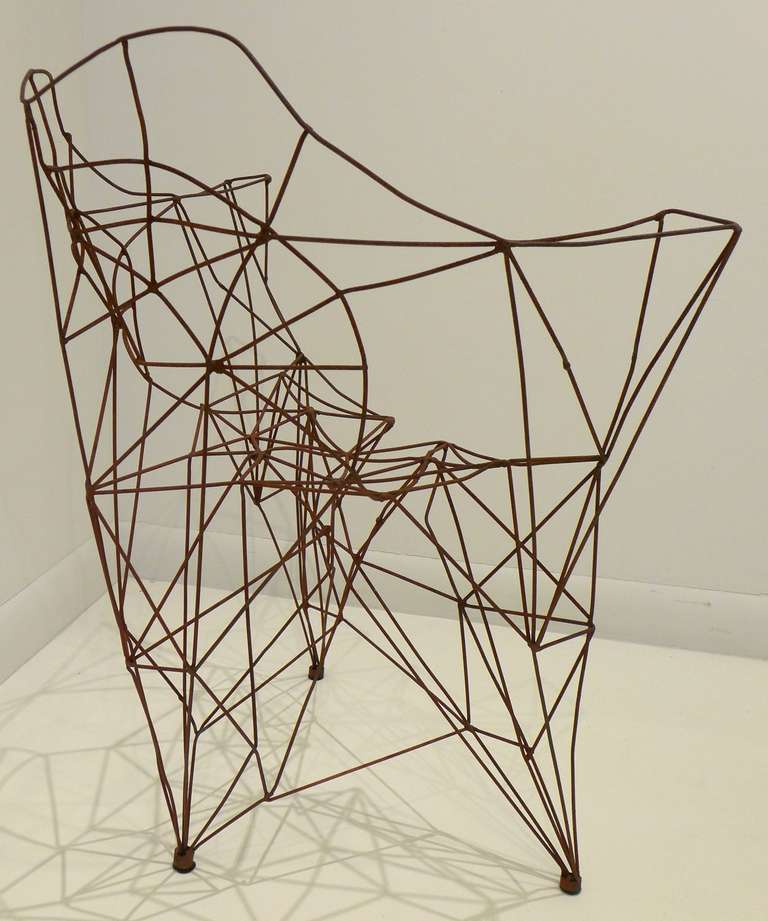 Improvisational chair sculpture by artist and jazz musician John Chase Lewis (1924-2013), created c. 1965.  Early in his career, Lewis worked for GM as a modeler and designer.  He then created the sculpture department at Purdue University, where he