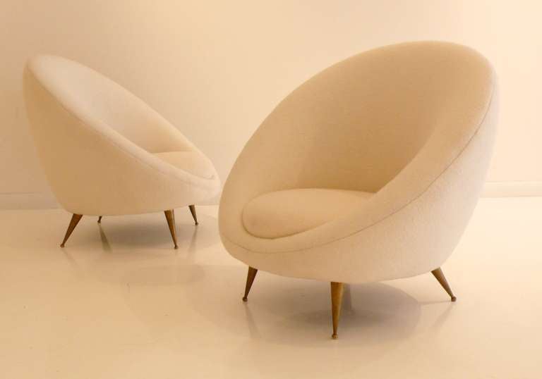 Exceptional Pair of Italian Lounge Chairs