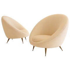 Exceptional Pair of Italian Lounge Chairs