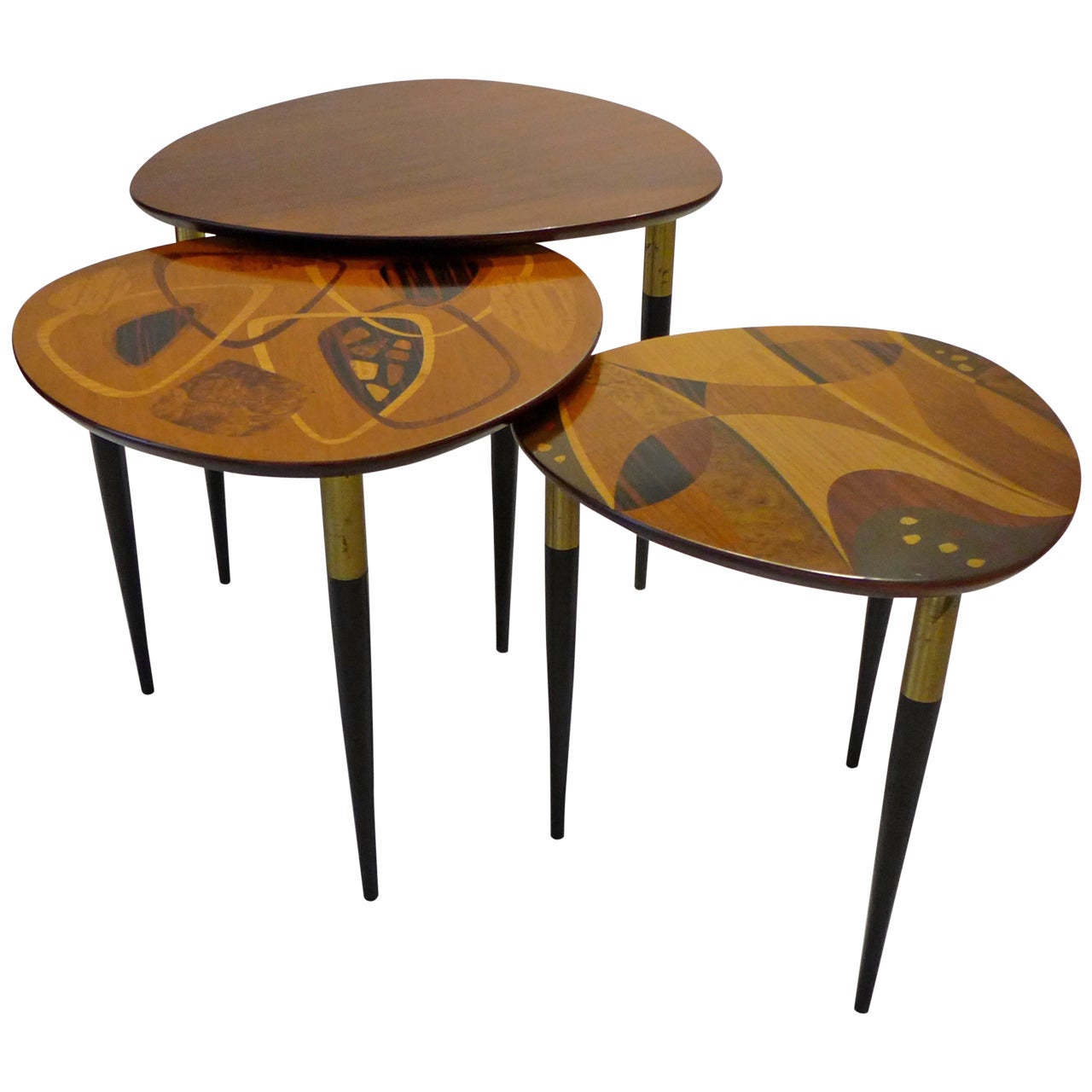 Erno Fabry Nest of Tables with Exotic Wood Inlay