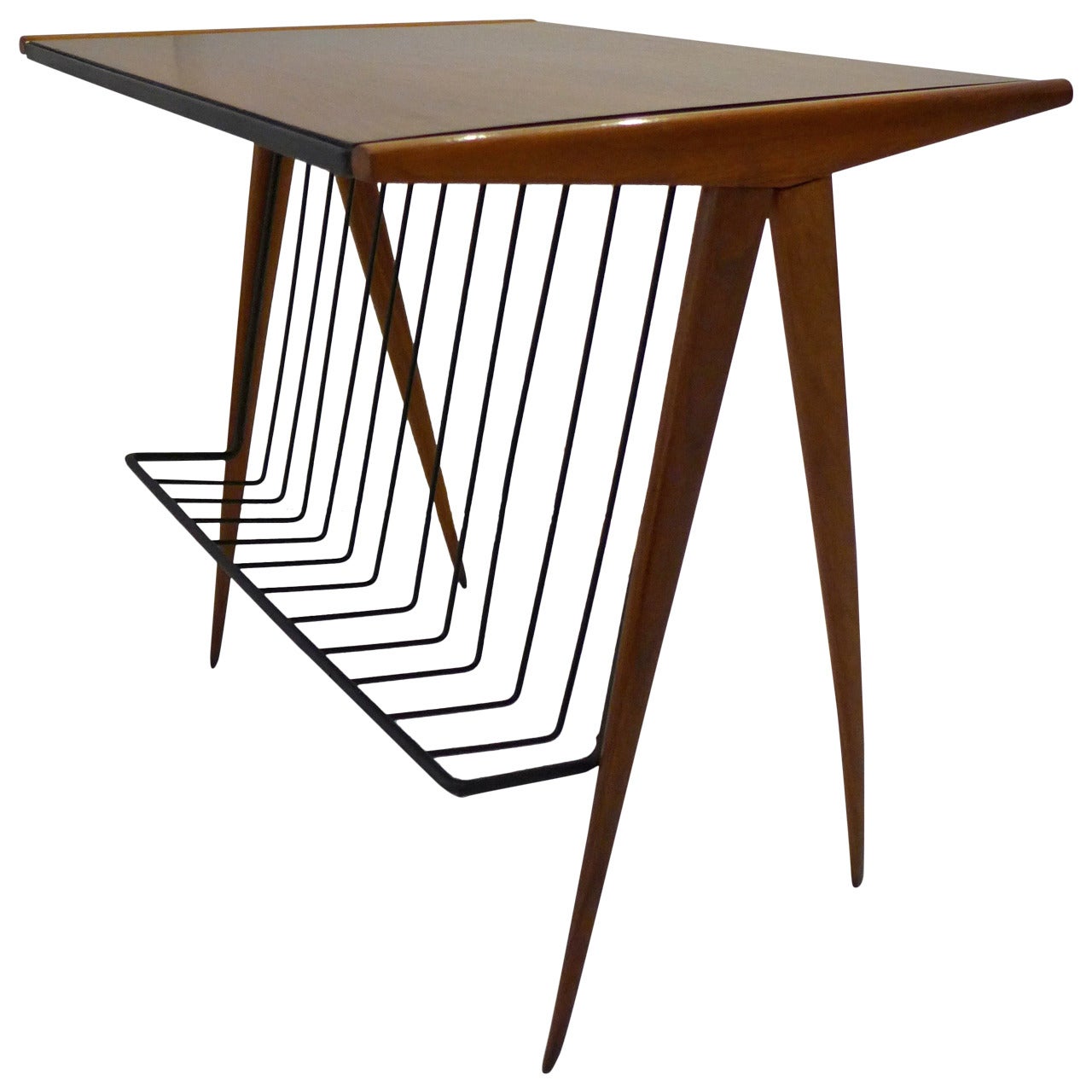 Arthur Umanoff Side Table with Magazine Rack