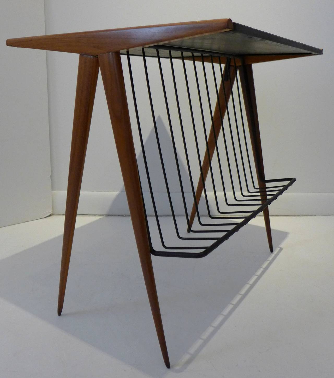 mid century magazine rack table