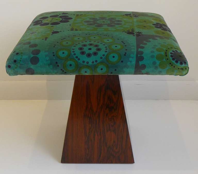 Memphis Group Mid-Century Stool with Vintage Velvet Fabric