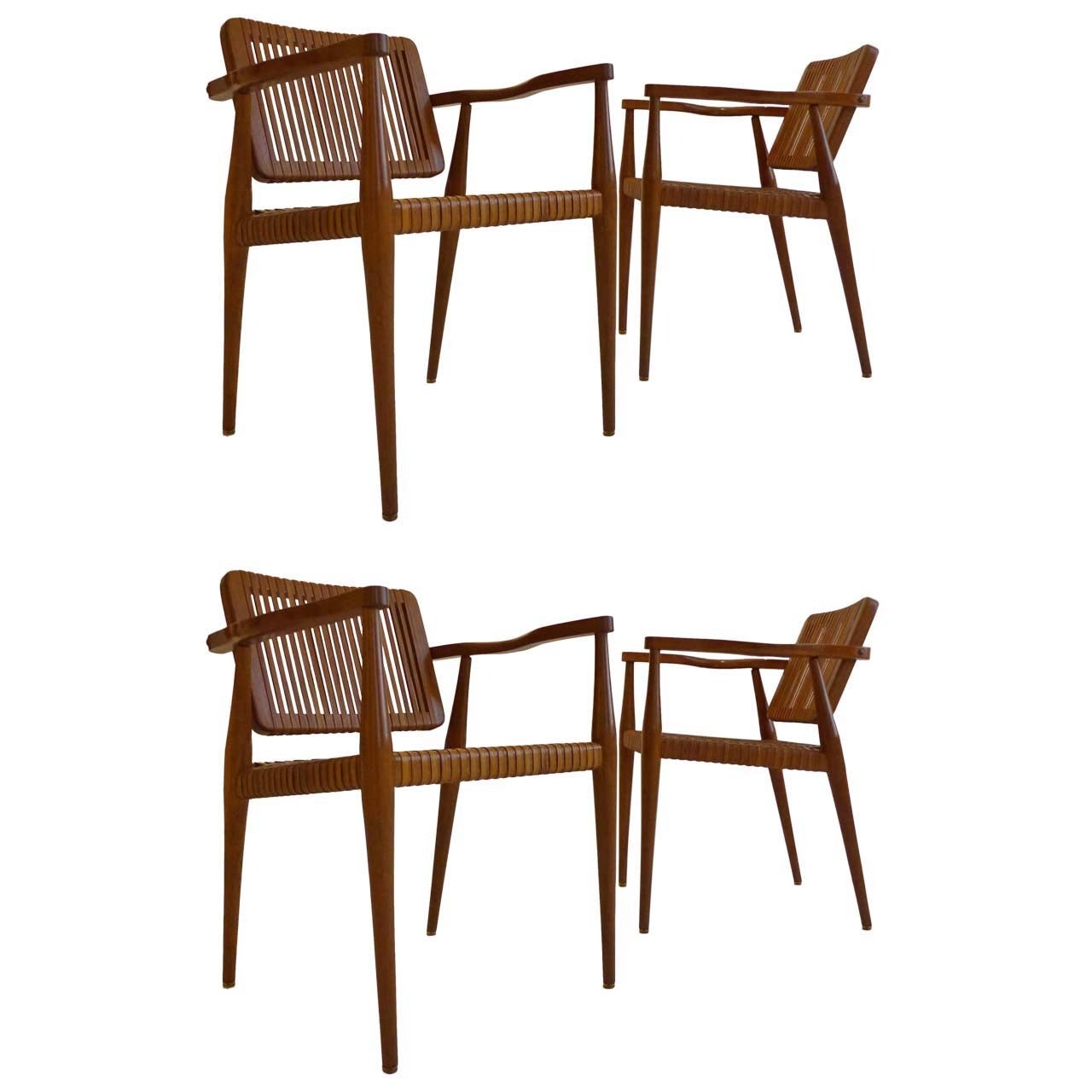 Set of Four Chairs by Marcel La Riviere for Ficks Feed