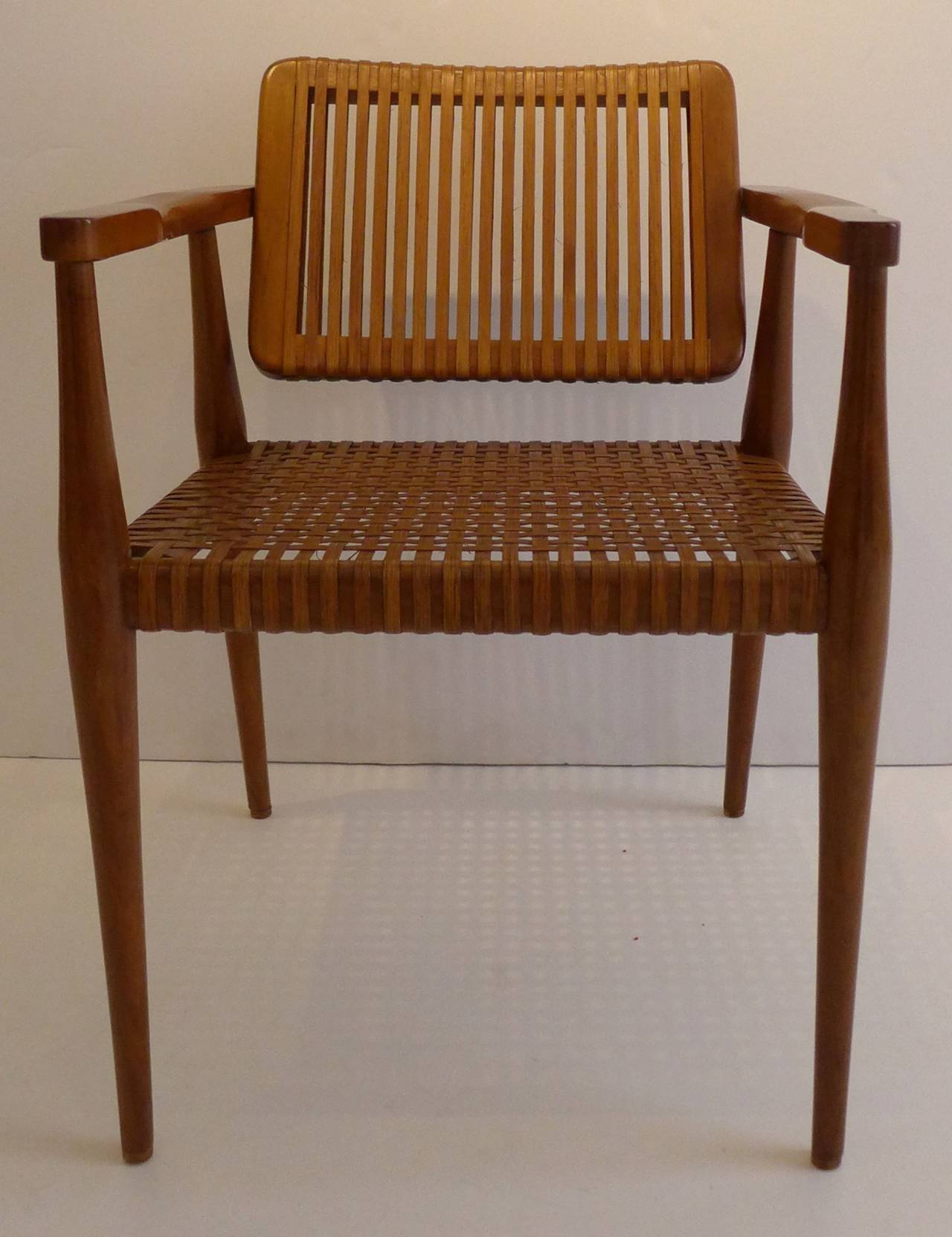 Rattan Set of Four Chairs by Marcel La Riviere for Ficks Feed