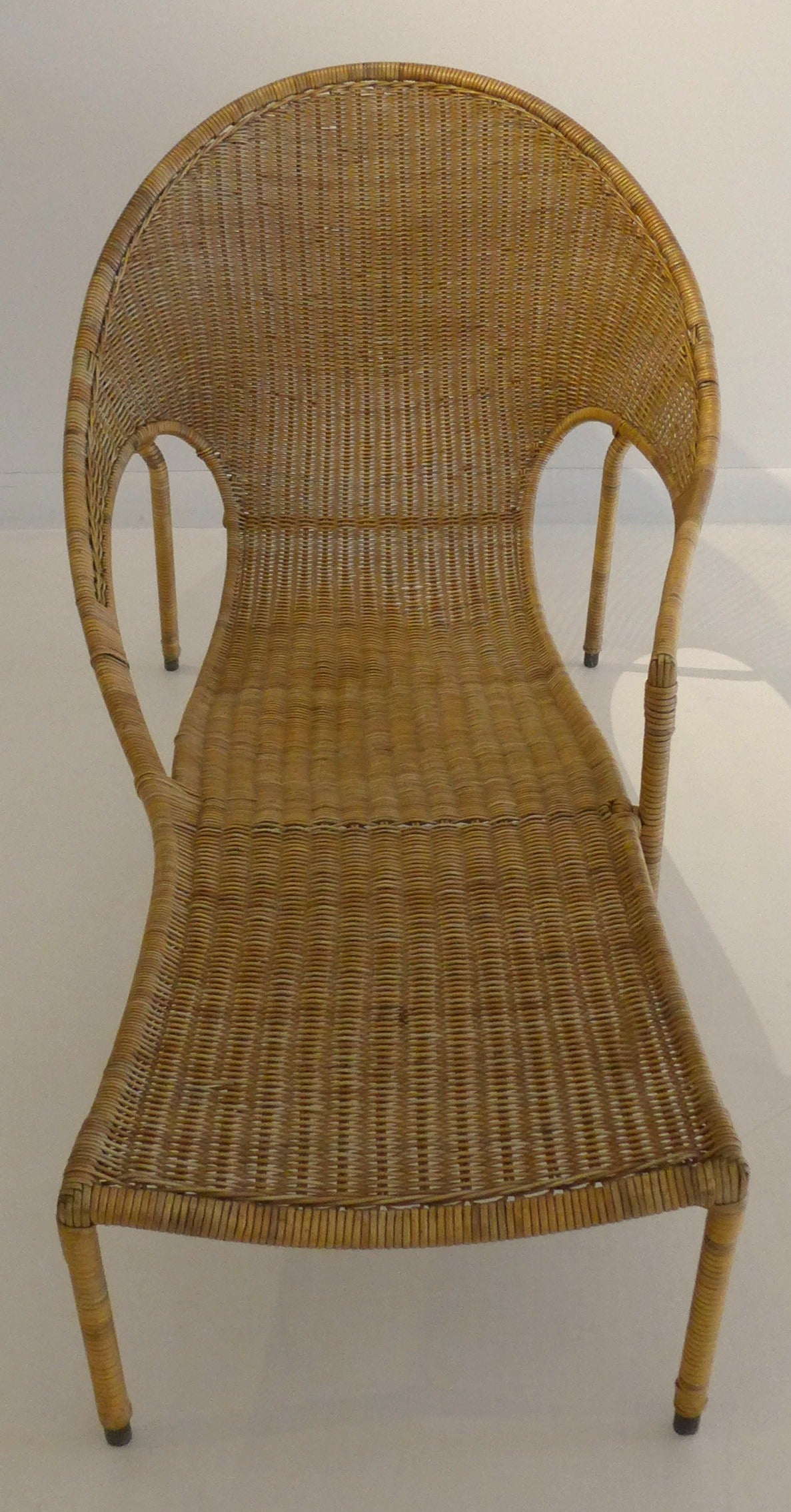 Mid-Century Modern Pair of Sculptural Wicker Lounge Chairs by Francis Mair
