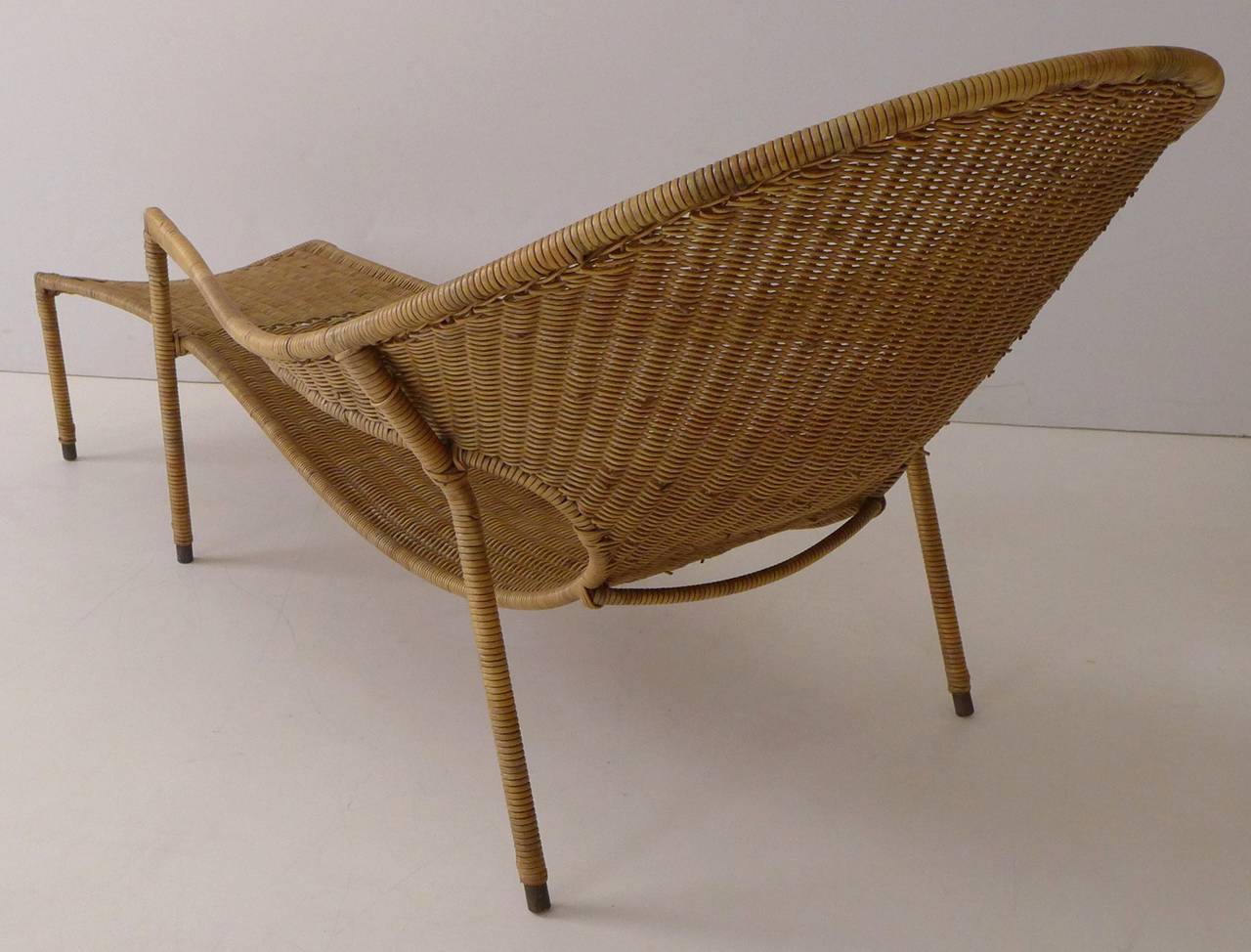 American Pair of Sculptural Wicker Lounge Chairs by Francis Mair
