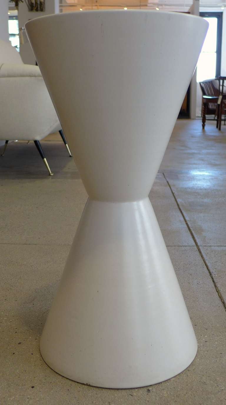 Double-cone, glazed ceramic planter designed by LaGardo Tackett for Architectural Pottery.  Vintage production in fine external condition, with some soiling (literally) to the inside.  No chips or cracks.