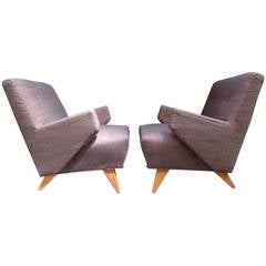 Pair of Early Jens Risom Lounge Chairs for Knoll