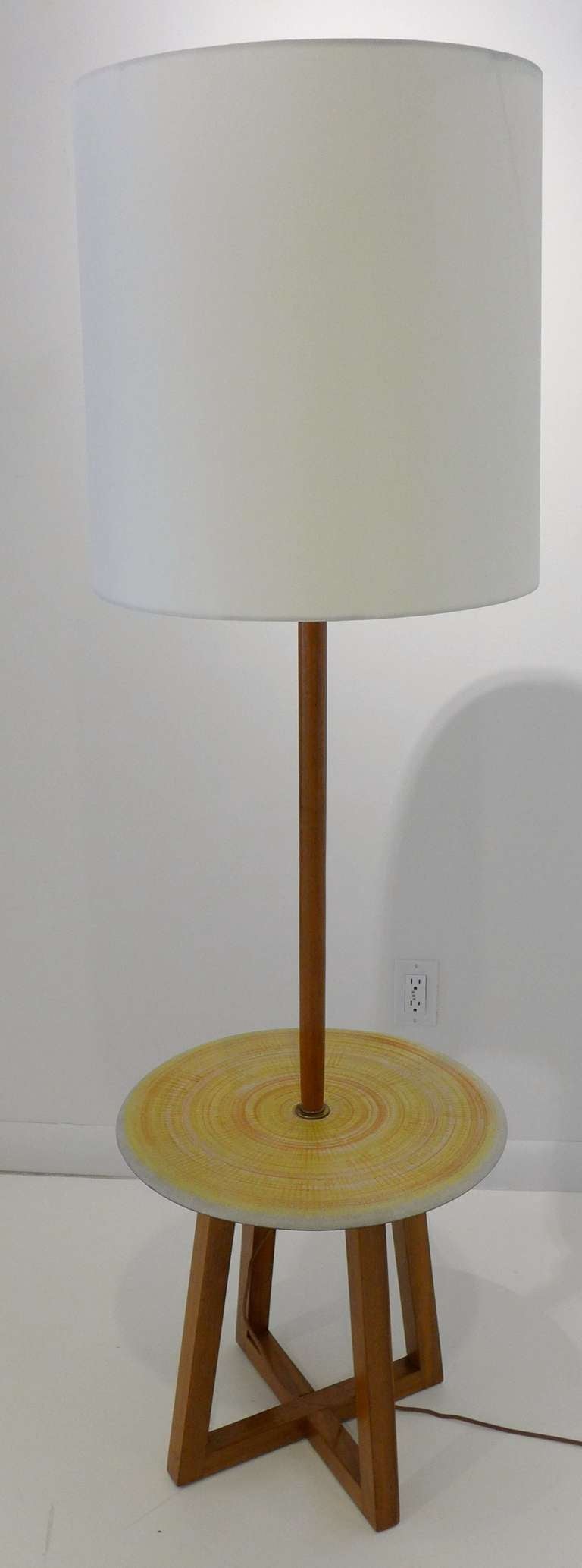 Mid-Century Modern Design Technics Lamp Table with Ceramic Shelf