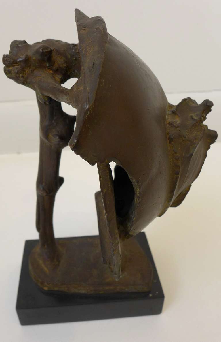 Abstract bronze sculpture, titled 