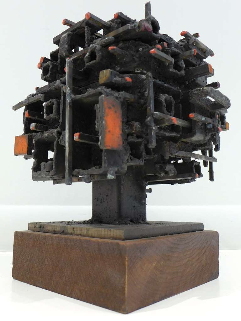 Highly textured, encrusted, and hinged box by Des Moines, Iowa artist James Bearden. A heavy, lidded vessel in the form of an architecturally resonant abstract sculpture. From his Cathedral series, made in 2013. Bearden, whose art consists of
