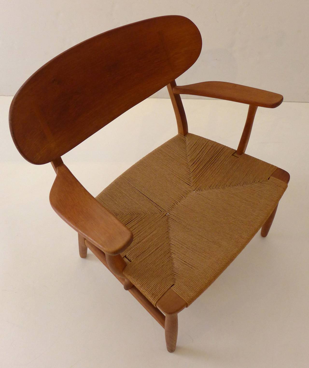 Carved Hans Wegner CH-22 Lounge Chair