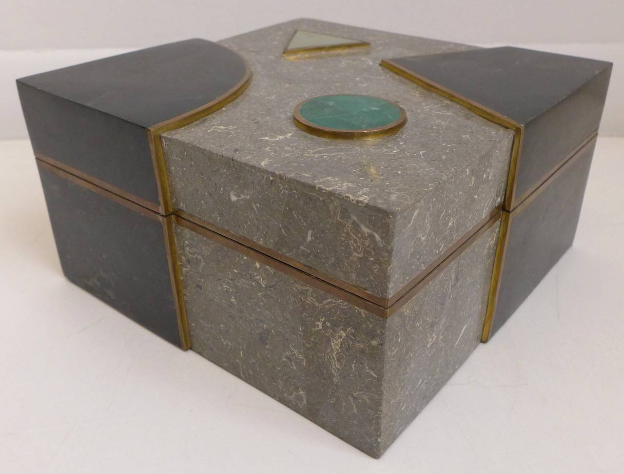 Tesselated Stone Box by Maitland-Smith In Excellent Condition In New York, NY