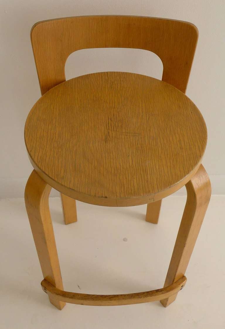 Scandinavian Modern Pair of Alvar Aalto Barstools