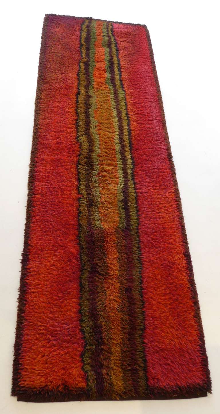 Long-pile runner or wall-hanging by Finnish textile artist Ritva Puotila (b. 1935). 