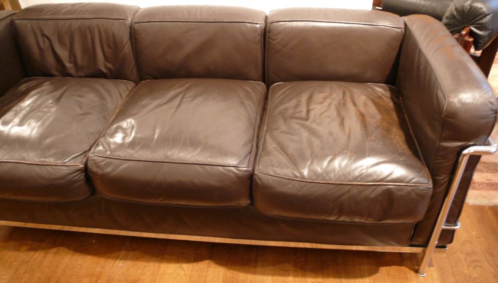 Italian Vintage Le Corbusier Sofa in Dark Brown Leather