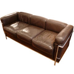 Vintage Le Corbusier Sofa in Dark Brown Leather